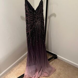 Elegant Black and Purple Evening Gown